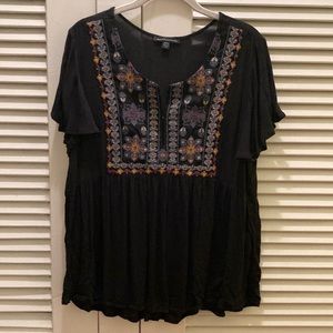 American Eagle Outfitters short sleeve peplum top. Dark navy blue.